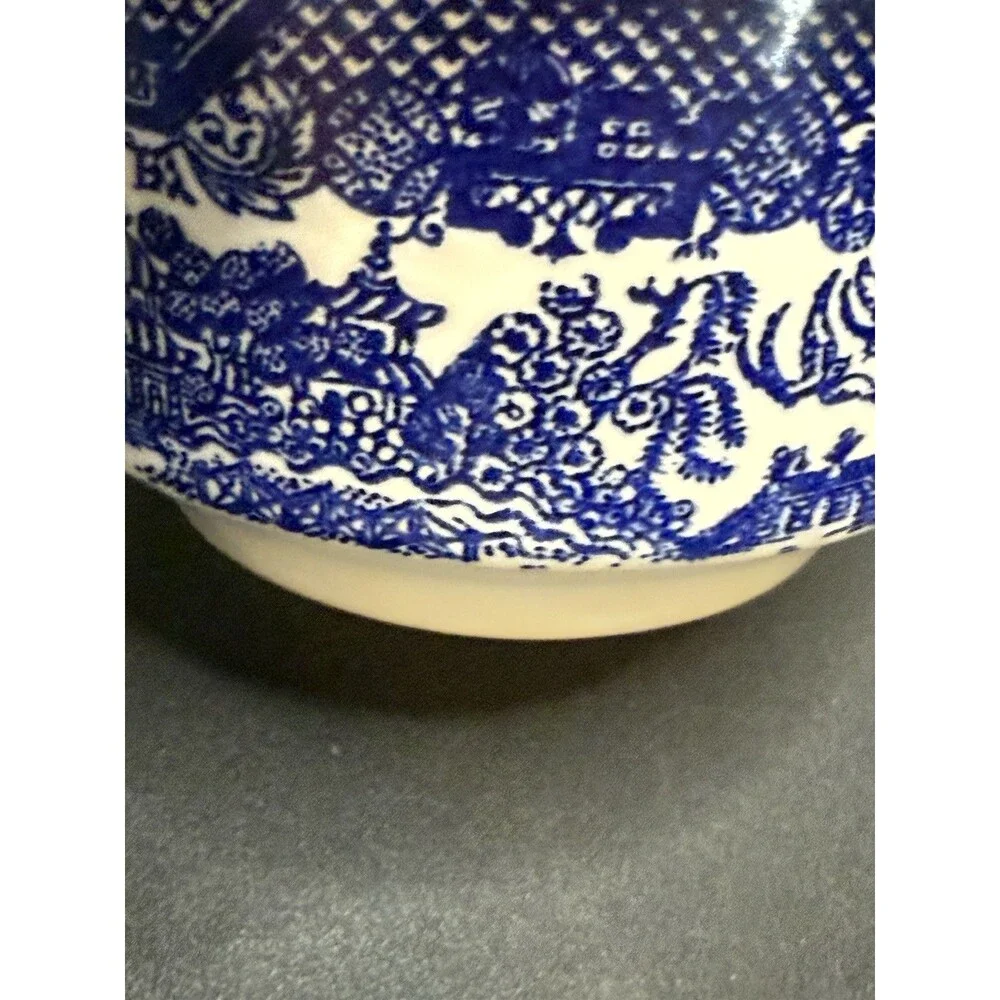 Blue Willow Sugar Bowl No Lid and Creamer Vintage Unmarked